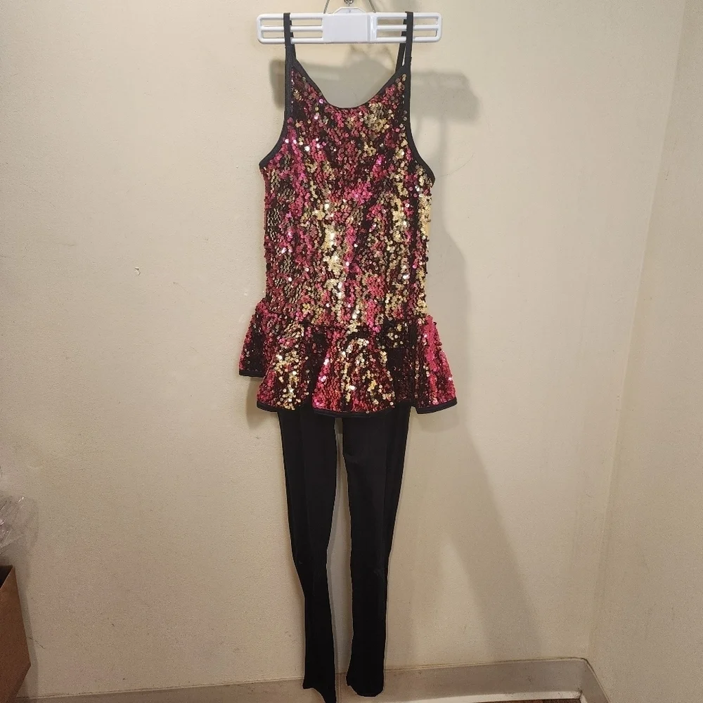WEISSMAN one Piece sequins Dance Costume Jumpsuit size S